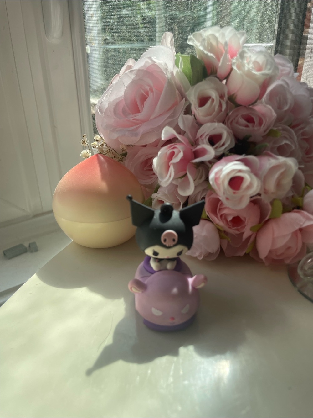 Sanrio Kuromi Pink and Purple Cute Figurine with Floral Theme